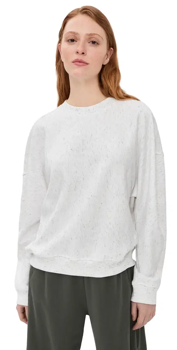 Spring Tweedy Sweatshirting Crew Neck Sweater White Multi