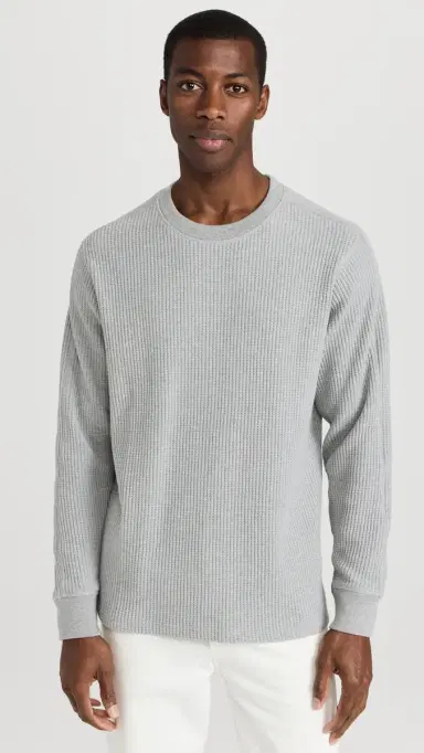 RAILS Wade Waffle Thermal Long Sleeve Tee Heather Grey | Thumbnail 2