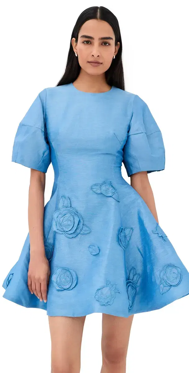 Simona Applique Mini Dress Pastel Blue