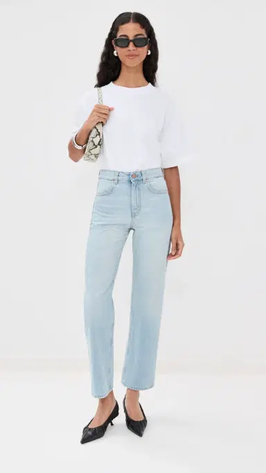 BITE Studios Curved Organic Cotton Denim Jeans Brushed Light Blue 29 | Thumbnail 5