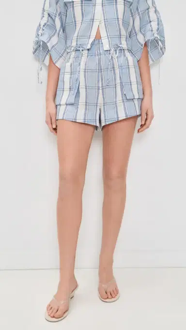 HEVRON Mira Yarn Dyed Shorts Blue Plaid | Thumbnail 2