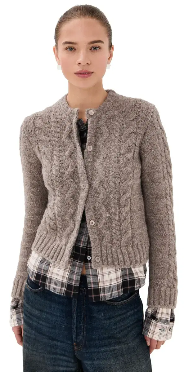 Yak Cotton Flannel Cardigan Beige elange