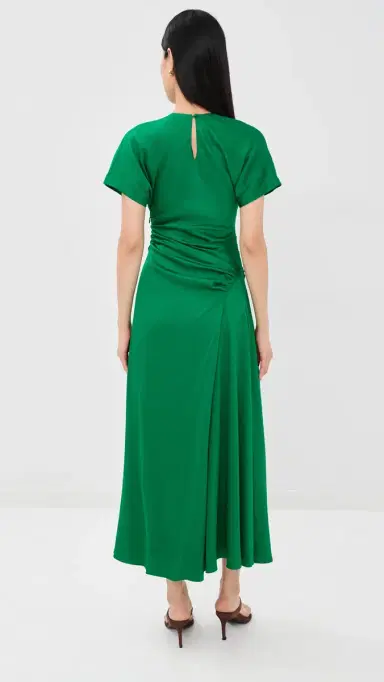 Simkhai Marabella Draped Midi Dress Kelly Green 4 | Thumbnail 3