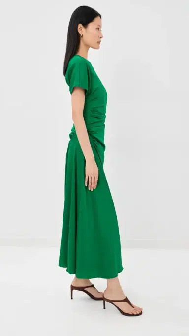 Simkhai Marabella Draped Midi Dress Kelly Green 4 | Thumbnail 4