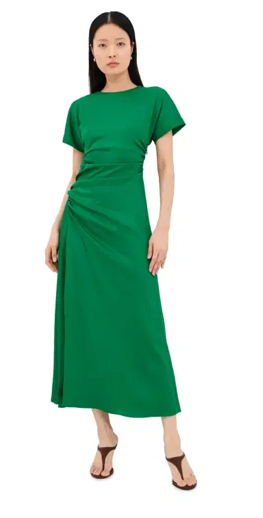 Simkhai Marabella Draped Midi Dress Kelly Green 4 | Thumbnail 1
