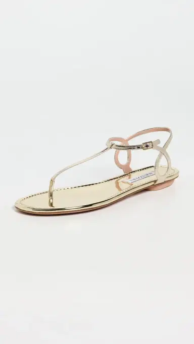 Aquazzura Almost Bare Sandal Flats Soft Gold 39 | Thumbnail 2