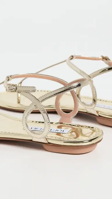Aquazzura Almost Bare Sandal Flats Soft Gold 39 | Thumbnail 4