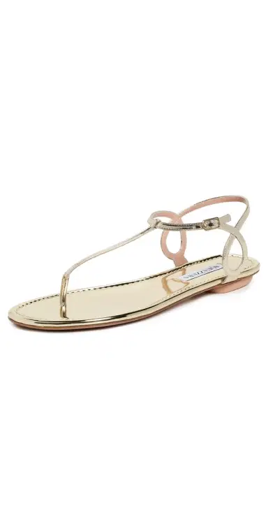 Aquazzura Almost Bare Sandal Flats Soft Gold 39 | Thumbnail 1