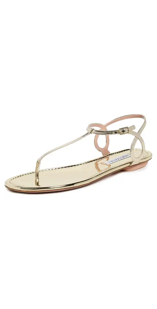 Aquazzura Almost Bare Sandal Flats Soft Gold