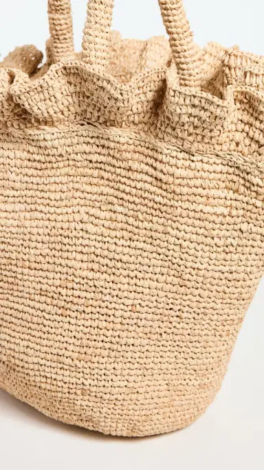 Loeffler Randall Cyrus Raffia Woven Tote with Ruffle Natural One Size | Thumbnail 5