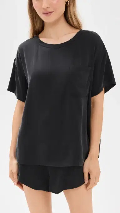 Lunya Washable Silk Tee Short Set Immersed Black | Thumbnail 2 Lunya Washable Silk Tee Short Set Immersed Black | Thumbnail 2