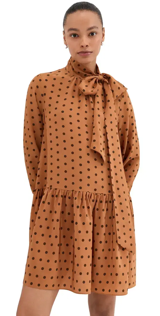 FRANÇOISE Johanna Silk Dress Polka Dot Orange Brown