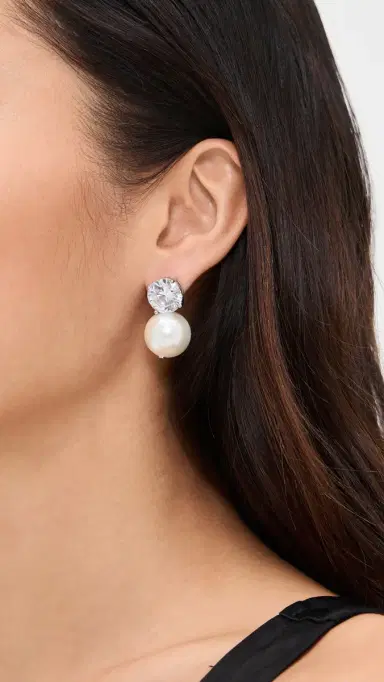 SHASHI Cleo Large Earrings Pearl One Size | Thumbnail 3