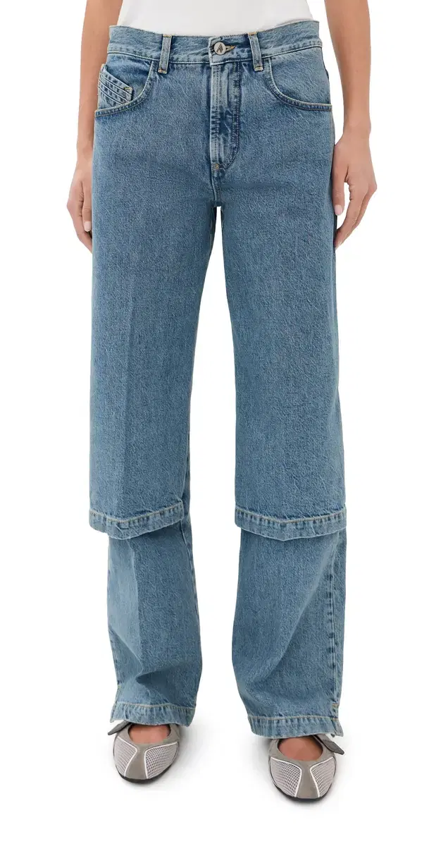 The Attico Paneled Wide Leg Jeans Sky Blue