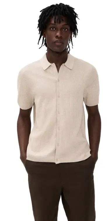 REIGNING CHAMP Knit Piazza Shirt Heather Oatmeal | Thumbnail 1 REIGNING CHAMP Knit Piazza Shirt Heather Oatmeal | Thumbnail 1