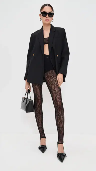 WARDROBE.NYC WARDROBE. NYC Lace Stirrup eggings Black | Thumbnail 2