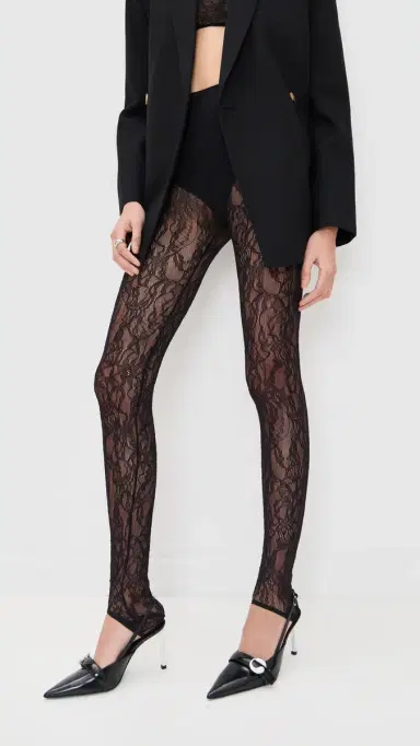 WARDROBE.NYC WARDROBE. NYC Lace Stirrup eggings Black | Thumbnail 3