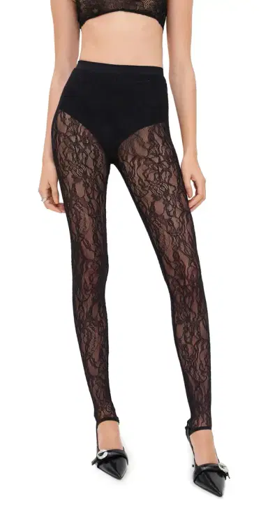 WARDROBE.NYC WARDROBE. NYC Lace Stirrup eggings Black | Thumbnail 1