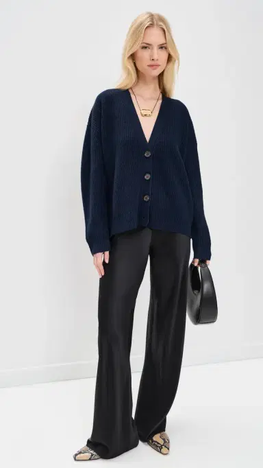 Jenni Kayne Cropped Cashmere Cocoon Cardigan Navy M | Thumbnail 5