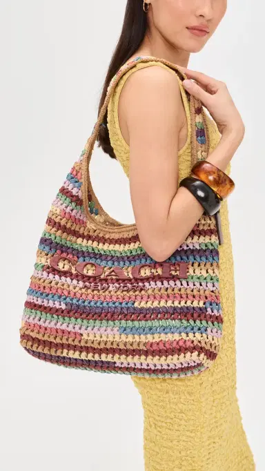 Coach Brooklyn Raffia Shoulder Bag 34 Multi One Size | Thumbnail 3