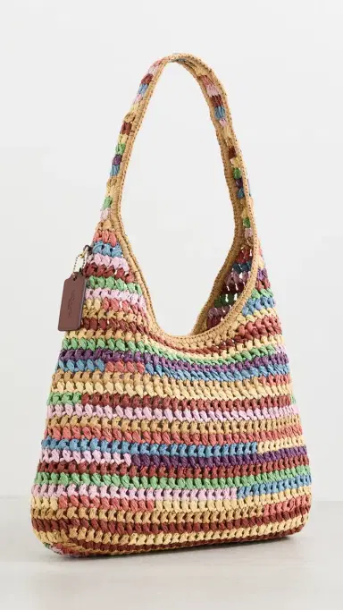 Coach Brooklyn Raffia Shoulder Bag 34 Multi One Size | Thumbnail 4
