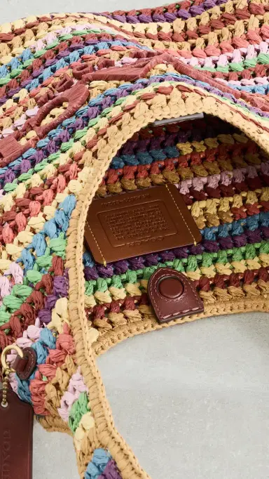 Coach Brooklyn Raffia Shoulder Bag 34 Multi One Size | Thumbnail 6