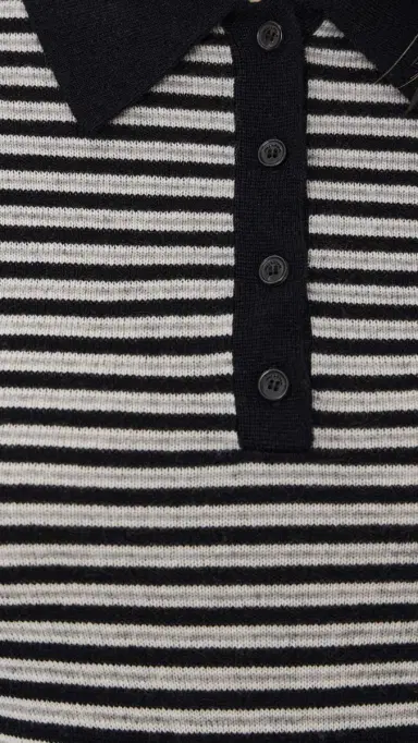 Nili Lotan Prescott Cashmere Stripe Polo Dark Navy/Grey Stripe | Thumbnail 6 Nili Lotan Prescott Cashmere Stripe Polo Dark Navy/Grey Stripe | Thumbnail 6