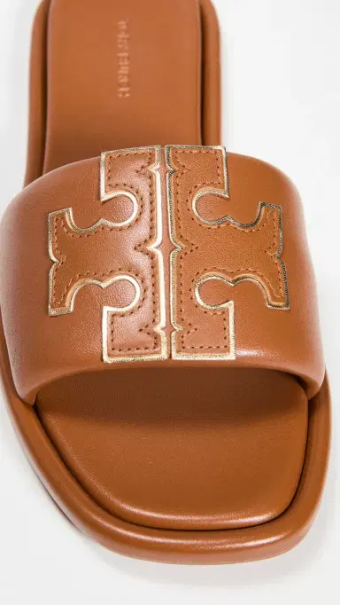 Tory Burch Double T Sport Slides Bourbon Miele/Gold 8 | Thumbnail 5