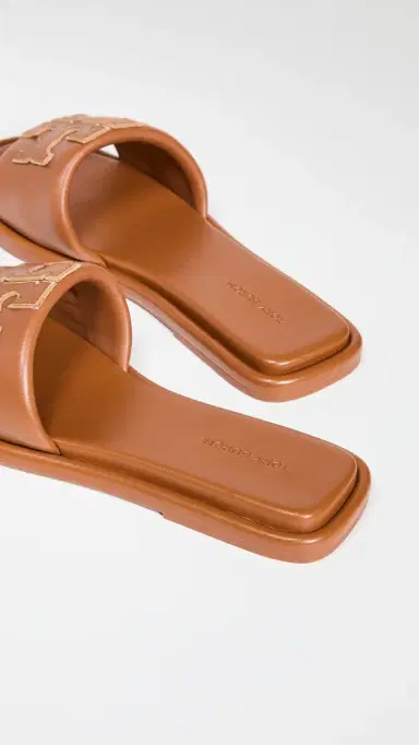 Tory Burch Double T Sport Slides Bourbon Miele/Gold 8 | Thumbnail 6