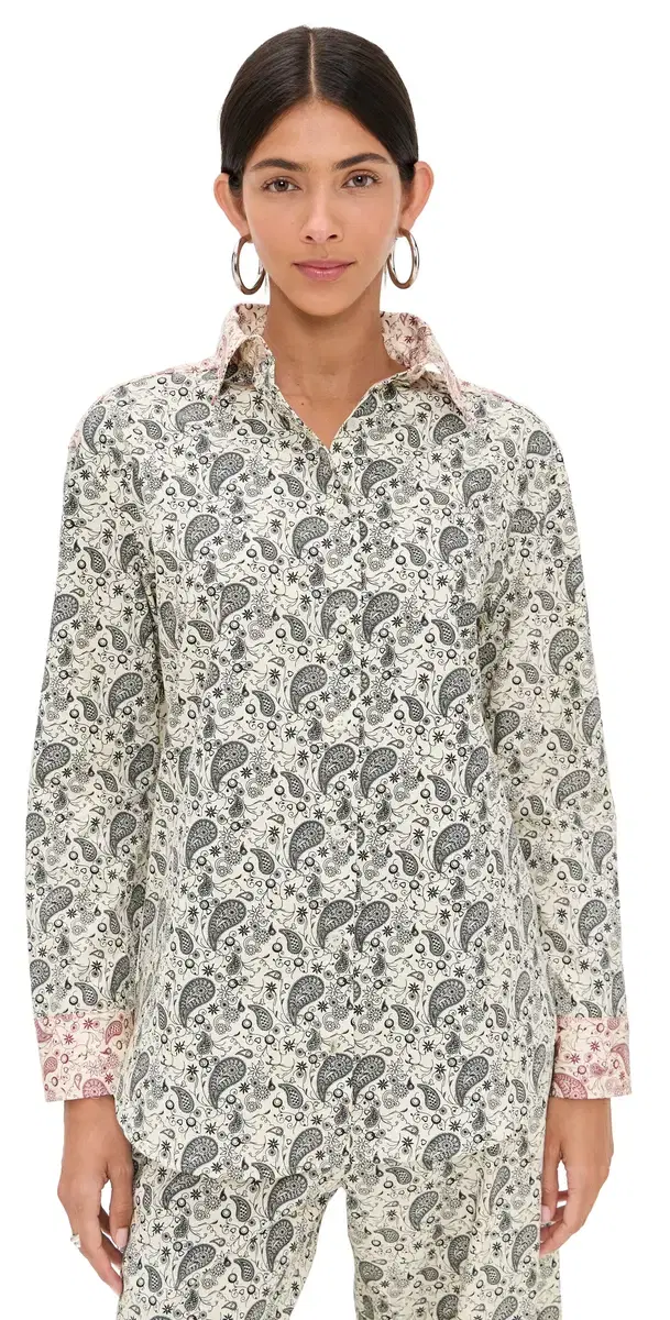 Cecilia Paisley Button Down Black Paisley