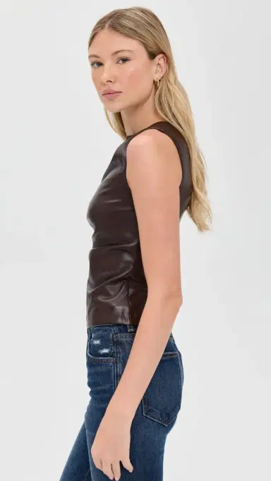 Joe's Jeans The Meg Vegan Leather Top Dark Chocolate | Thumbnail 4 Joe's Jeans The Meg Vegan Leather Top Dark Chocolate | Thumbnail 4