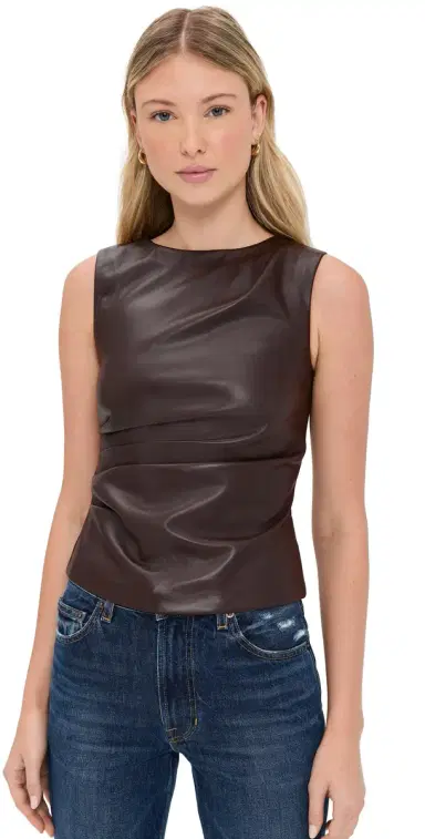 Joe's Jeans The Meg Vegan Leather Top Dark Chocolate | Thumbnail 1 Joe's Jeans The Meg Vegan Leather Top Dark Chocolate | Thumbnail 1