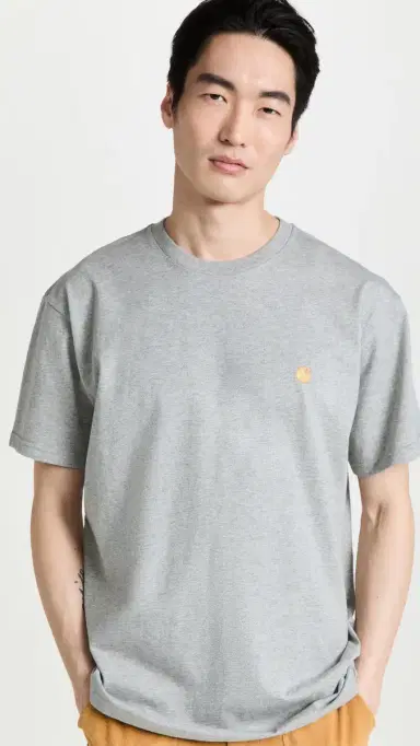 Carhartt WIP Short Sleeve Chase T-Shirt Grey Heather | Thumbnail 2 Carhartt WIP Short Sleeve Chase T-Shirt Grey Heather | Thumbnail 2
