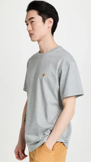 Carhartt WIP Short Sleeve Chase T-Shirt Grey Heather | Thumbnail 4 Carhartt WIP Short Sleeve Chase T-Shirt Grey Heather | Thumbnail 4