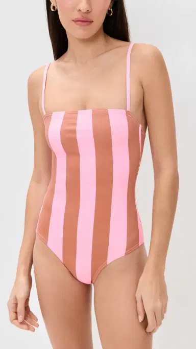 Hill House Home Giana Swimsuit Coral Cabana Stripe | Thumbnail 2