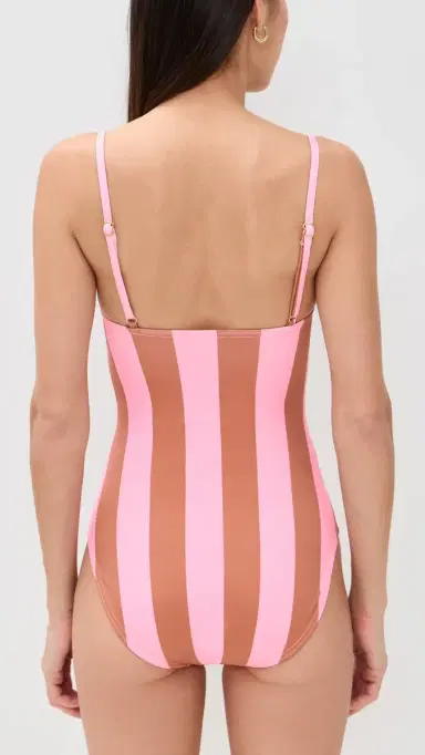 Hill House Home Giana Swimsuit Coral Cabana Stripe | Thumbnail 3