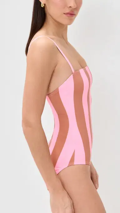 Hill House Home Giana Swimsuit Coral Cabana Stripe | Thumbnail 4