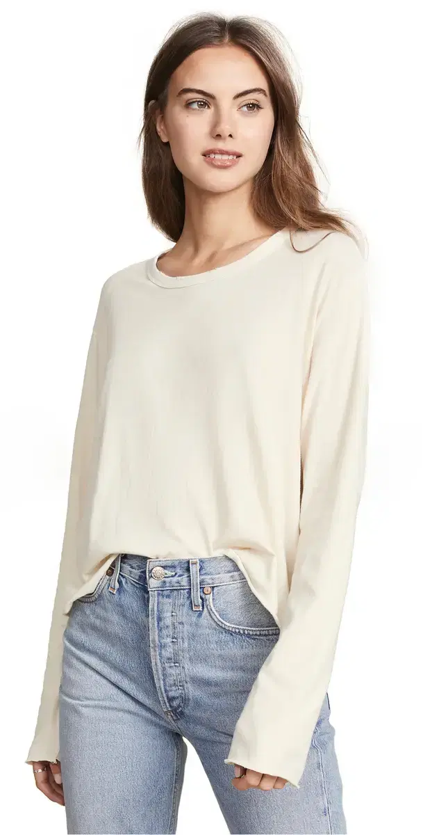 The Long Sleeve Crop Tee Washed White