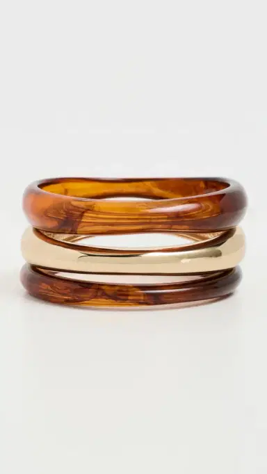 BaubleBar Raven Resin Bangle Set Gold | Thumbnail 2