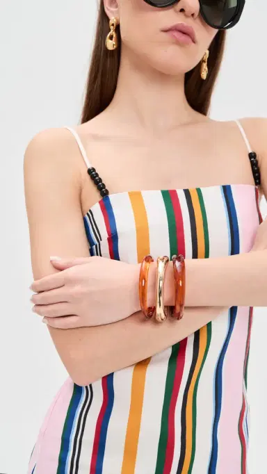 BaubleBar Raven Resin Bangle Set Gold | Thumbnail 3
