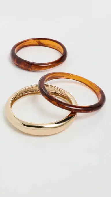 BaubleBar Raven Resin Bangle Set Gold | Thumbnail 4