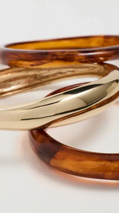 BaubleBar Raven Resin Bangle Set Gold | Thumbnail 5