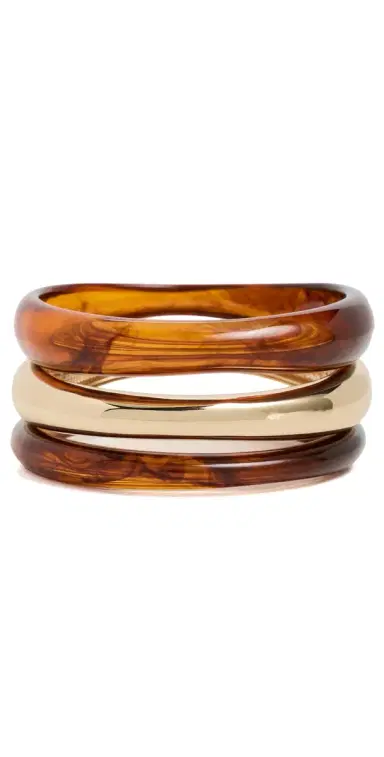 BaubleBar Raven Resin Bangle Set Gold | Thumbnail 1