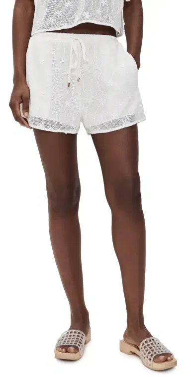 MINKPINK undara Drawstring Lace Shorts White | Thumbnail 1 MINKPINK undara Drawstring Lace Shorts White | Thumbnail 1