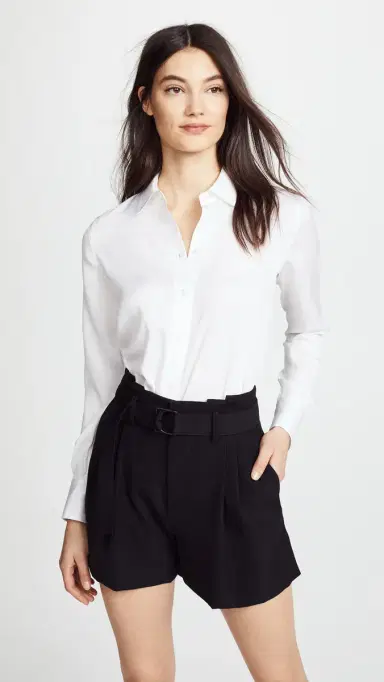 Vince Slim Fitted Blouse Optic White S | Thumbnail 2