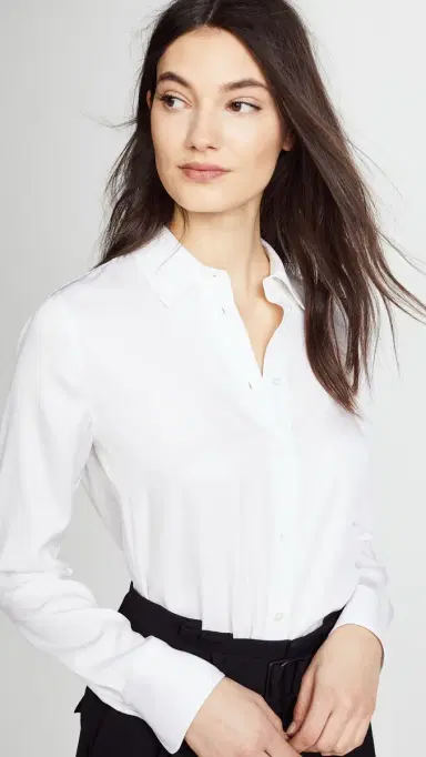 Vince Slim Fitted Blouse Optic White S | Thumbnail 6