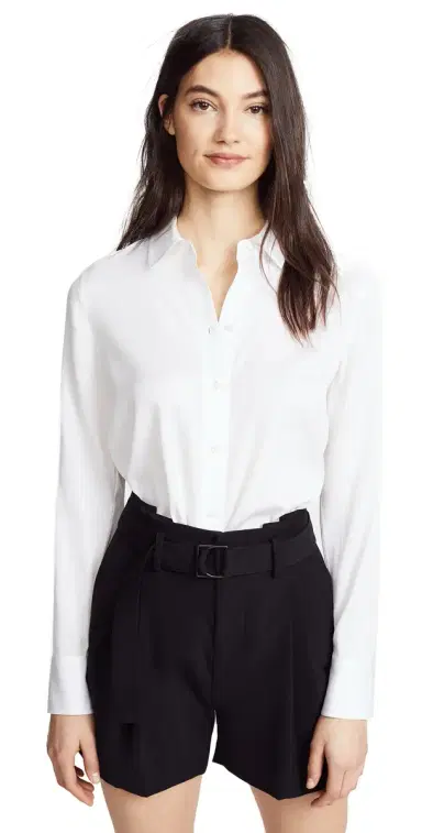 Vince Slim Fitted Blouse Optic White S | Thumbnail 1