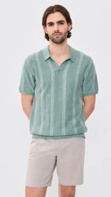 Marine Layer iam Sweater Polo Topaz Stripe | Thumbnail 2