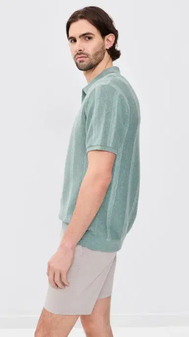Marine Layer iam Sweater Polo Topaz Stripe | Thumbnail 4