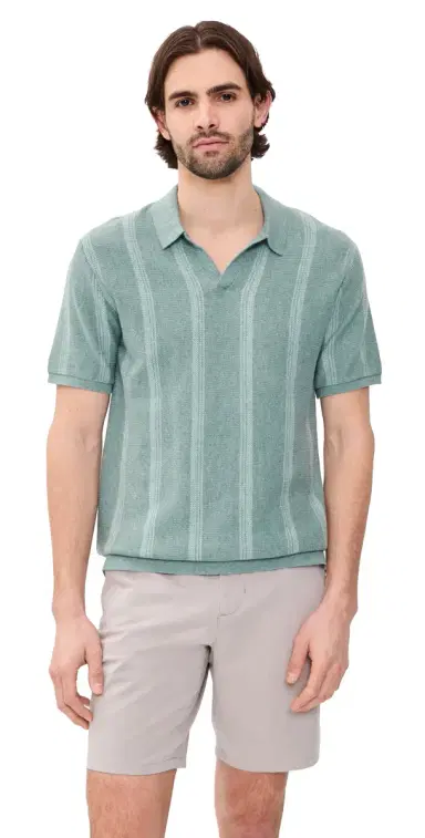 Marine Layer iam Sweater Polo Topaz Stripe | Thumbnail 1